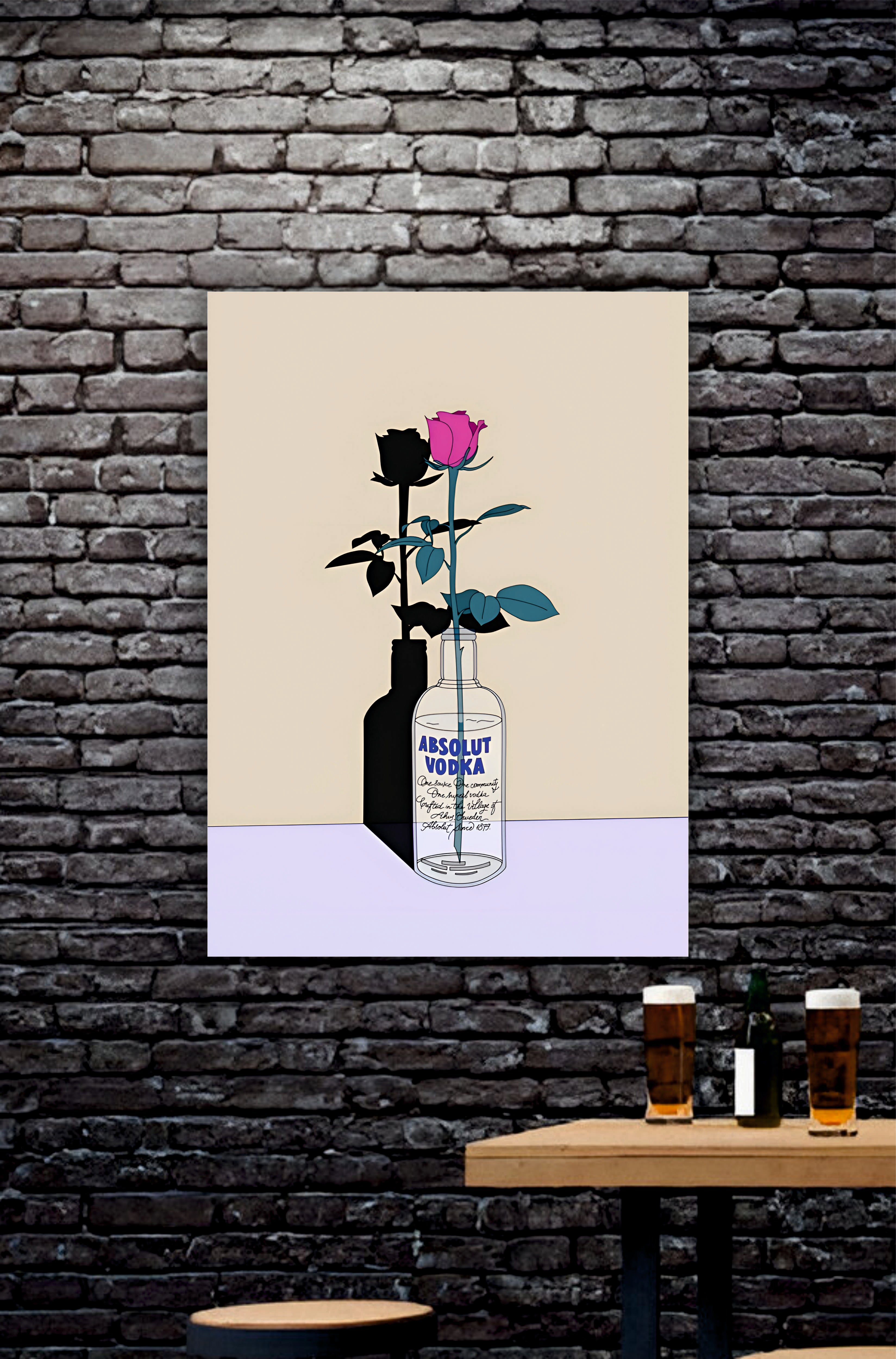 Absolute Vodka with Rose Aesthetic Poster || Pub Aesthetic