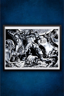 Thanos vs Avengers Black and white Poster || Marvel Poster