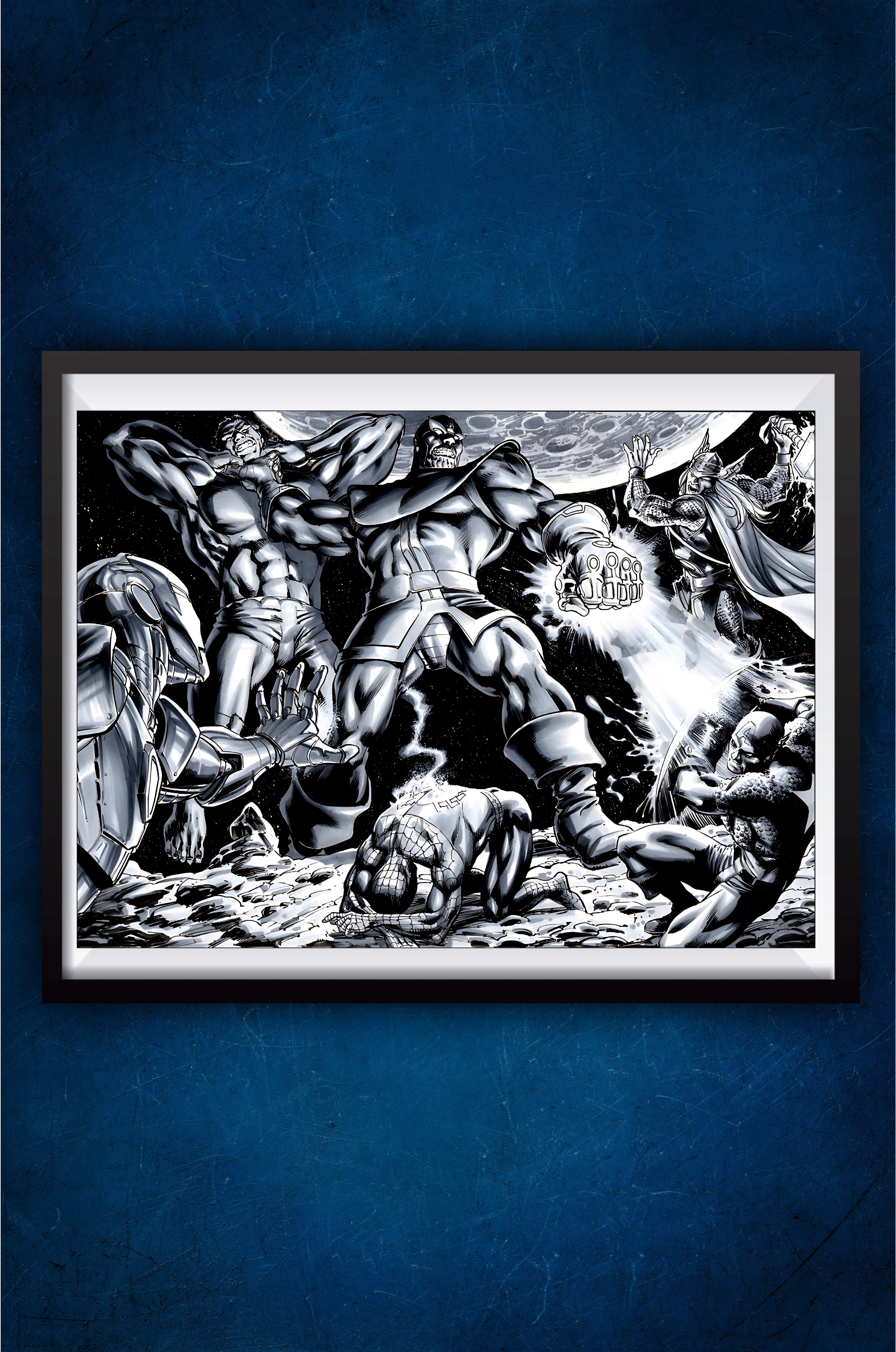 Thanos vs Avengers Black and white Poster || Marvel Poster