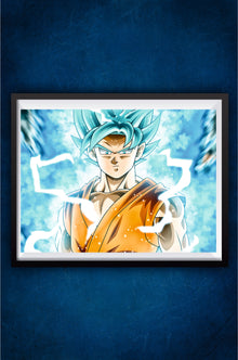 Goku Blue Super Saiyan God Poster || Dragon Ball Poster