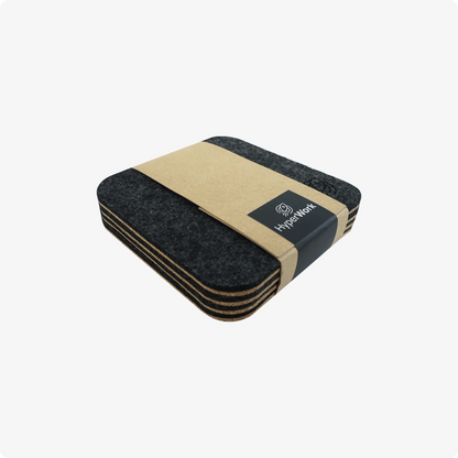 Lót cốc vải nỉ/gỗ sồi ép cao cấp HyperWork - 4 CHIẾC/PACK
