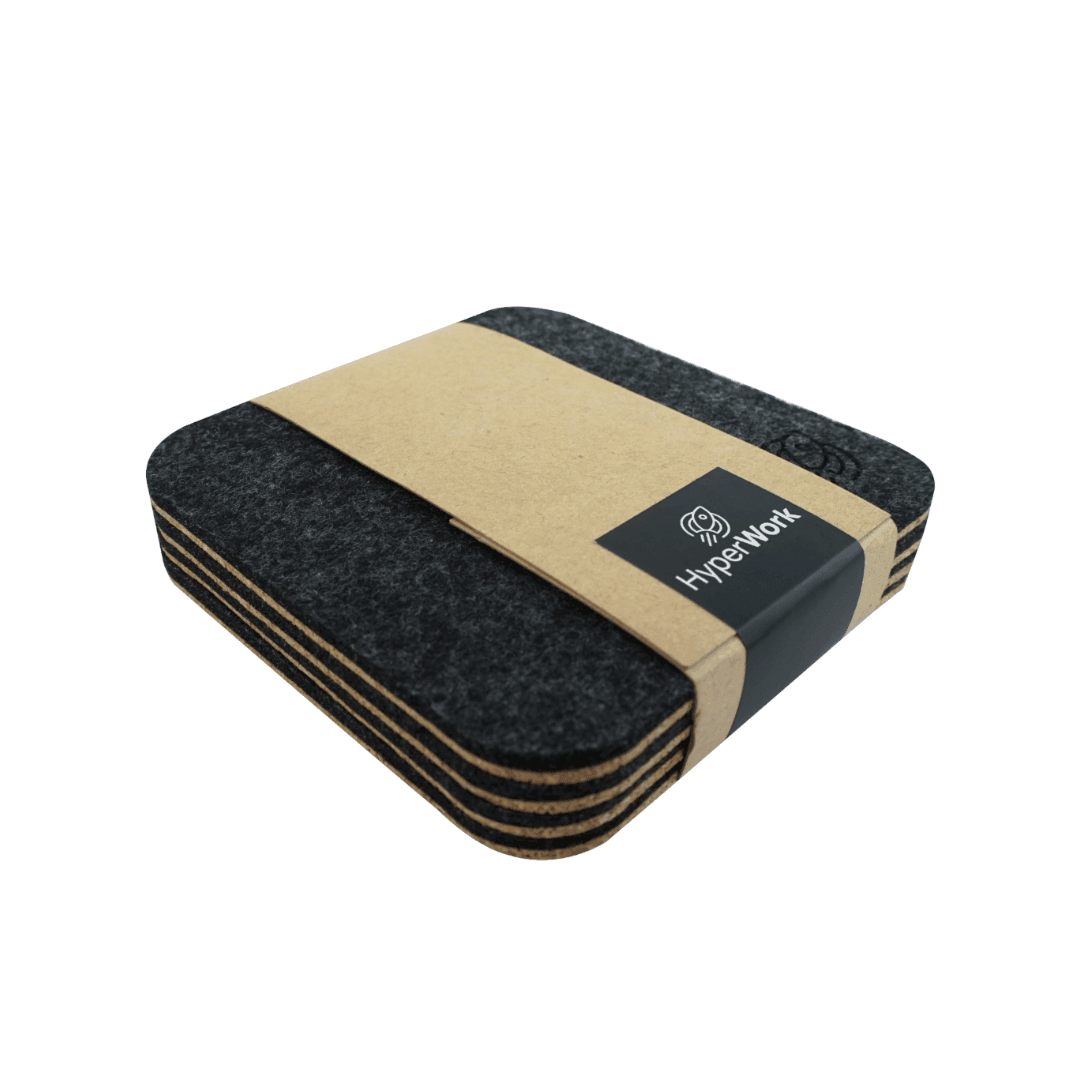 Lót cốc vải nỉ/gỗ sồi ép cao cấp HyperWork - 4 CHIẾC/PACK